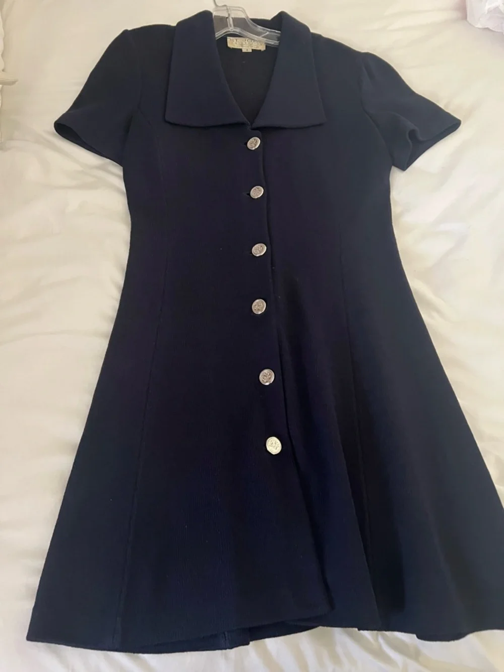 Vintage St. John Collection Navy Button-Front Women's Dress Size 6 - Picture 1 of 4